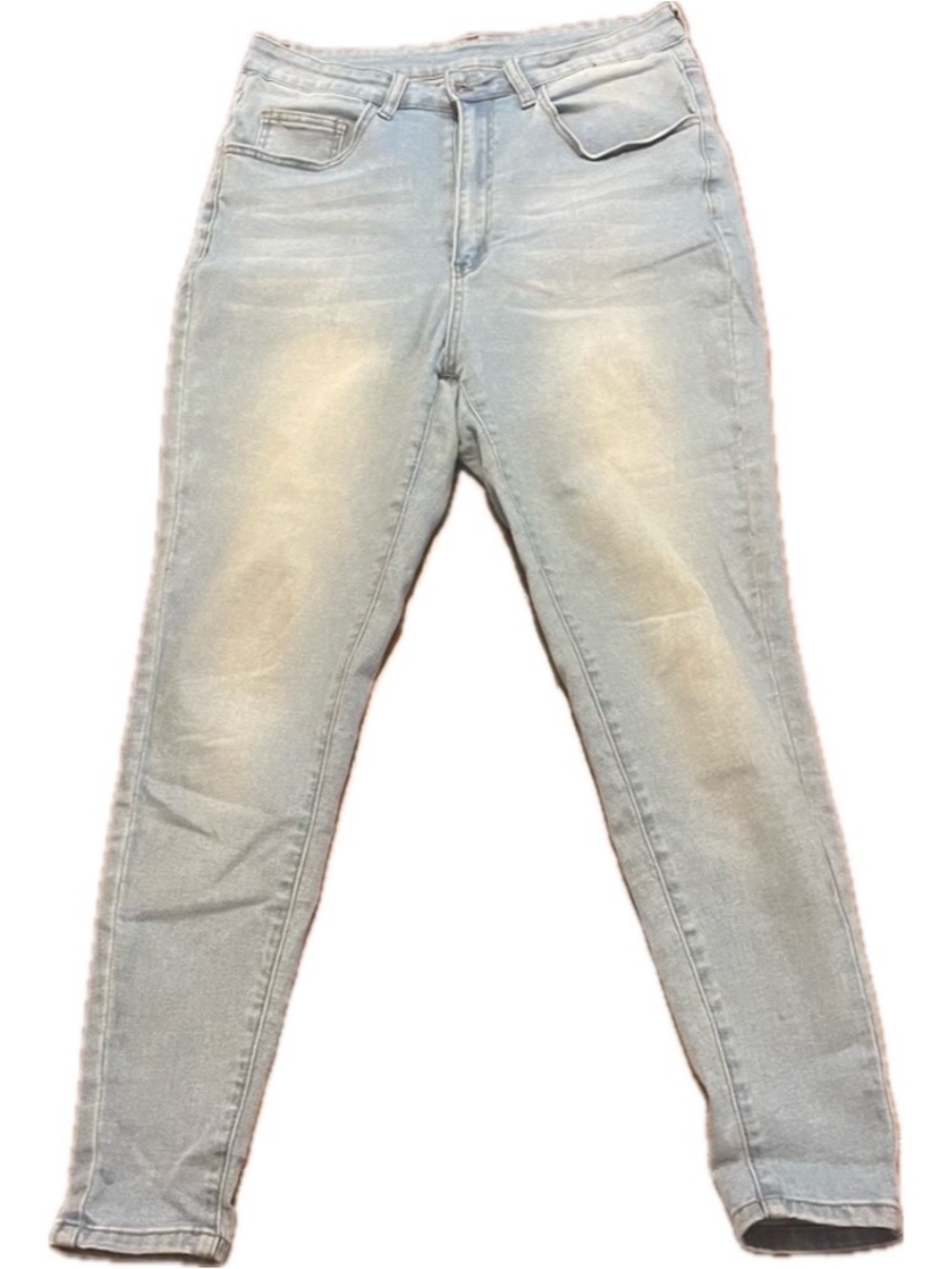 SHEIN Blue Skinny Jeans High-Waisted Distressed